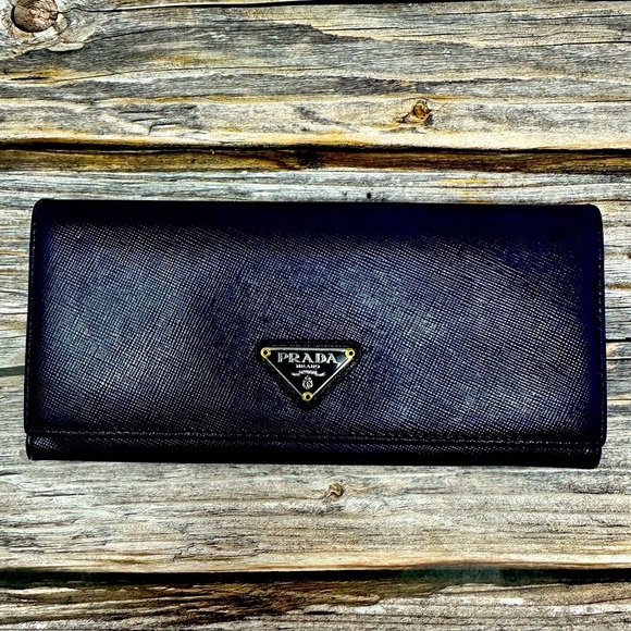 Prada Handbags - Prada Saffiano Leather Wallet Purple EUC